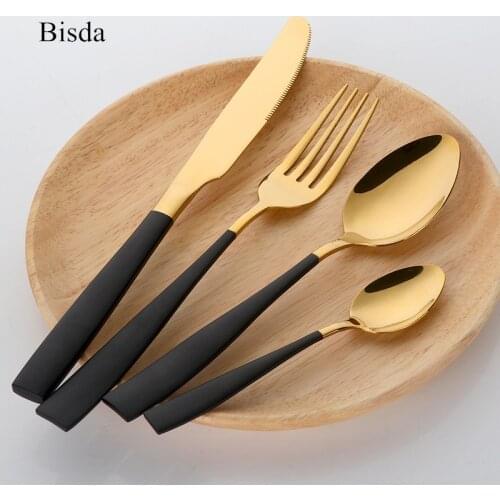 Luxury Cutlery 24Pcs Black Flatware Sets Stainless Steel Kitchen White Dinner Set Beautiful Tableware For Restaurant Table Knife