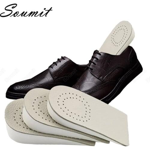 Cowhide Invisible Height Increased Insoles for Men Leather Shoes Foam Breathable Half Heightening Shoe Pad Tall Lift Insert Heel