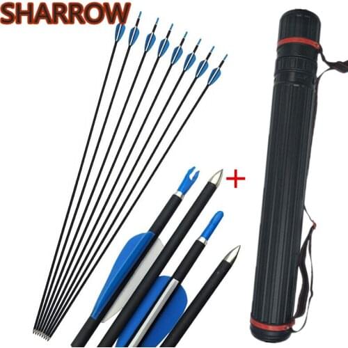 12pcs 31" Archery Carbon Arrows Spine 700 Shooting Carbon Arrow with Telescopic Arrow Quiver For Practice Targeting Accessories