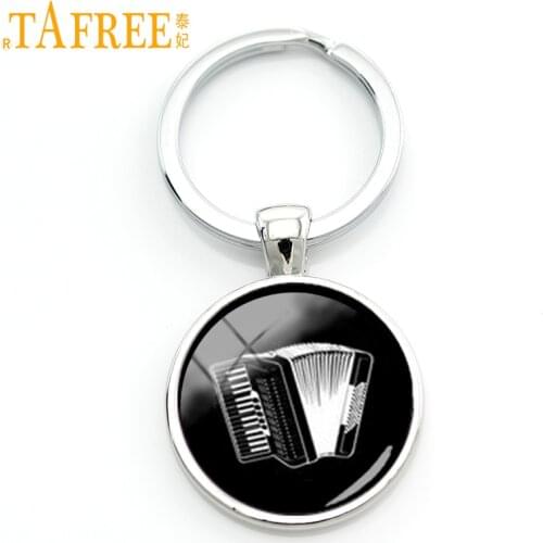 TAFREE Vintage charm Accordion key chain 2017 trendy musical instrument keychain handmade musician music lovers jewelry KC514