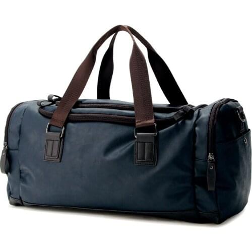 Waterproof PU Leather Men Sport Outdoor Shoulder Tote Gym Bag Fitness Bags Outdoor Business Travel Bag Handbags