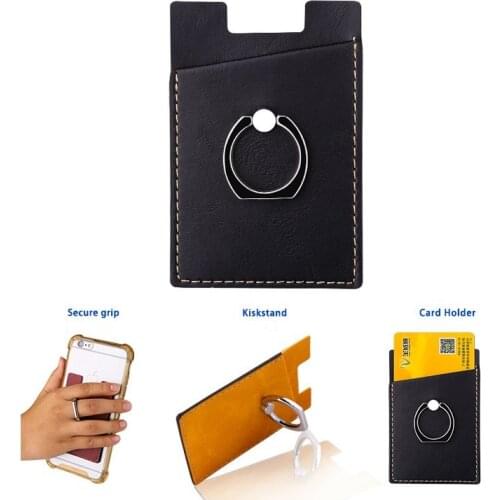 1pcs Mobile Phone Card Holder with Card Pocket Adhesive Sticker Back Card Pocket 2 In 1 Mobile Phone Ring Stand