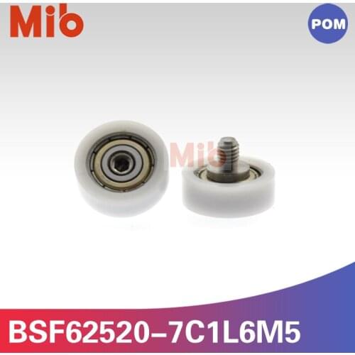 10PCS/lot Stainless Steel M5 thread plastic flat type out diameter 20mm ball bearing wheel shaft screw roller BSF62520-7C1L6M5
