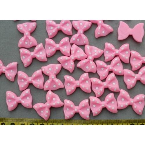 150 pcs pink or specified colors polka dots Bow Cabochons (28mm) Cell phone decor, hair accessory supply, embellishment