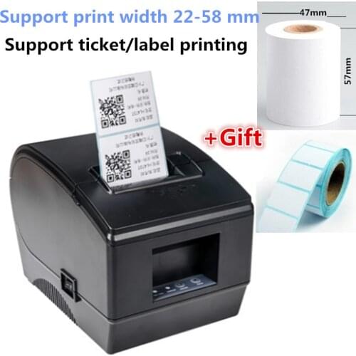 Gift 2pcs paper+ Barcode label printers Thermal clothing label printer Support 58mm printing Label/ticket printing