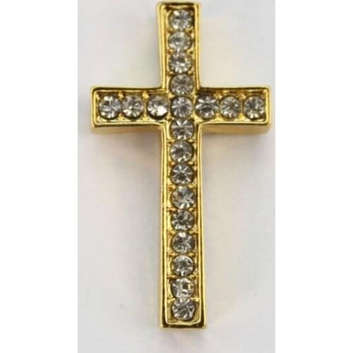 20PCS Clear Pave Rhinestone Golden Cross Link Connectors #22854
