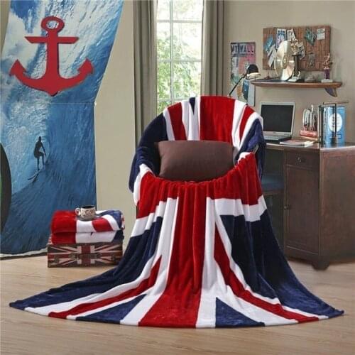 2019 New Union Jack British UK Flag Coral Fleece Blanket USA Flag TV Blanket On Bed Throw Home Travel Blankets 150x200cm Size