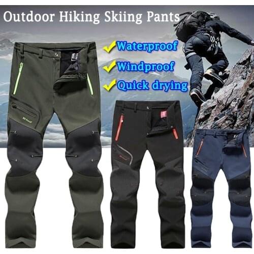 2019 New hiking pants men winter fleece waterproof outdoor trekking camping fishing Soft shell Trousers Camp Fish Climb 002