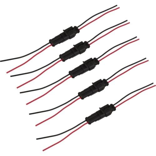 5 Kits Car Motor 2-Pin Way Sealed Waterproof Electrical Wire Connector Plug