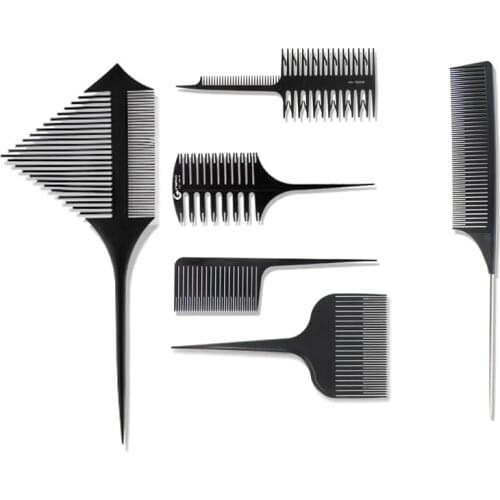 6pcs Pro Tip Tail Comb Hairdressing Combs Multifunctional Hair Design Hair Detangler Comb Makeup Barber Tool Set Accessories