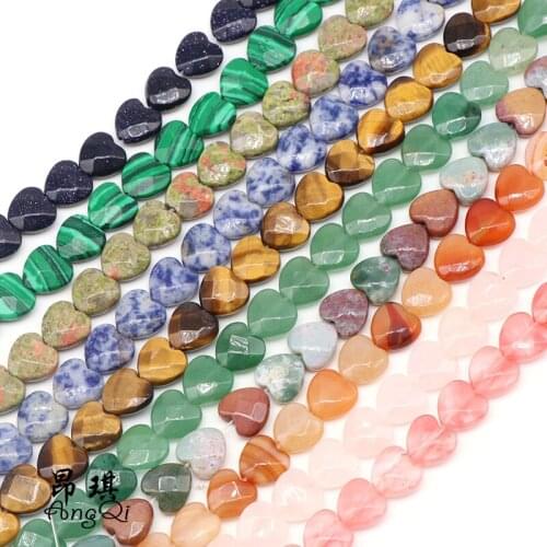 6x10mm Natural Stone Faceted Heart Shape Loose Beads Crystal Semifinished String Beads For Jewelry Making DIY Bracelet Necklace