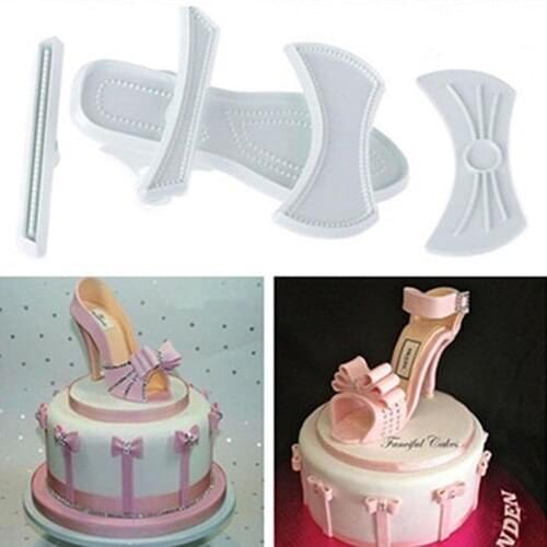 9x Plastic Lady Cutter High-Heeled Shoes Sandals Cake Decorating Baking Mould