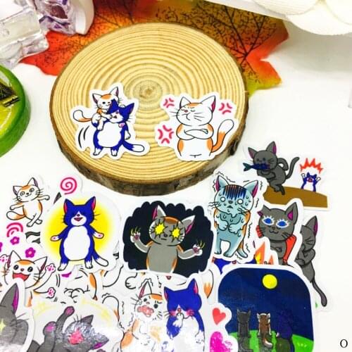 40 PCS Aggressive expression cat Sticker Anime Icon Stickers Gifts for Children to Laptop Suitcase Guitar Fridge Bicycle Car toy