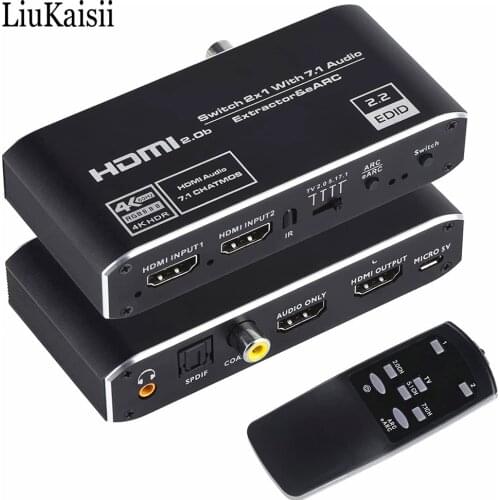 HDMI Switcher Audio Extractor With ARC & Optical Toslink HDMI 2.0 Switch 4K 60Hz With Remote Control For Apple TV PS4/PS5