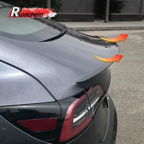 RONCHEIN Car ABS Trunk Wing Spoiler for Tesla Model 3 2017 2018 2019 Coupe Performance Rear Boot Wing Spoilers Tail Accessaries