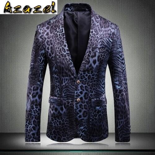 Azazel Male Blazer Luxury Velvet Leopard Print Prom Blazers Men Plus Size 5xl Single Breasted Nightclub Party Mens Blazers