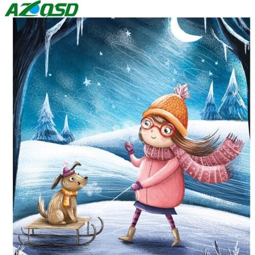 AZQSD Diamond Painting Girl Cross Stitch Kits Full Square Drill Picture Of Rhinestones Diamond Embroidery Portrait Handmade Gift