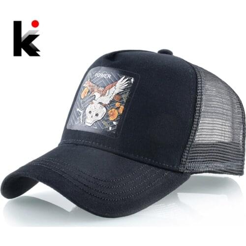 Snapback Trucker Caps Men Fashion Mesh Baseball Cap With Eagle Skeleton Patch Women Hip Hop Hats Adjustable Cotton Dad Hat Bones