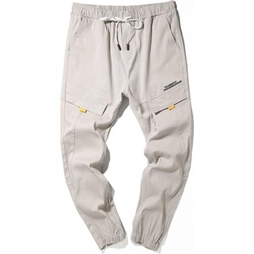 Mens Cargo Harem Fashion Pants 2021 Ribbons Black Hip Hop Casual Male Joggers Trousers Casual Streetwear Pants