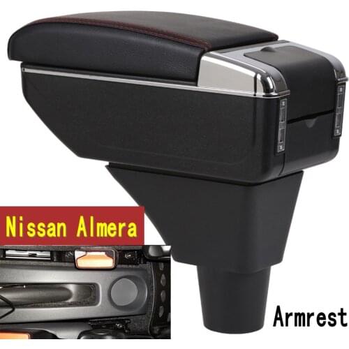 For Nissan Almera G15 Armrest box central Store content box with cup holder ashtray with USB interface
