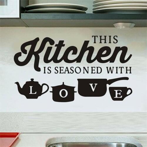Black Kitchen Stickers Letter Pot Cup Removable Wall Stickers Fashion Modern Home Art DIY Decoration