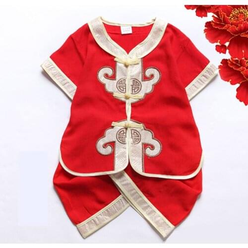Children Girls Chinese Traditional Costumes Clothing Set Spring Festival Lock Birthday Party Wear Newborn Baby Kids Boys Clothes