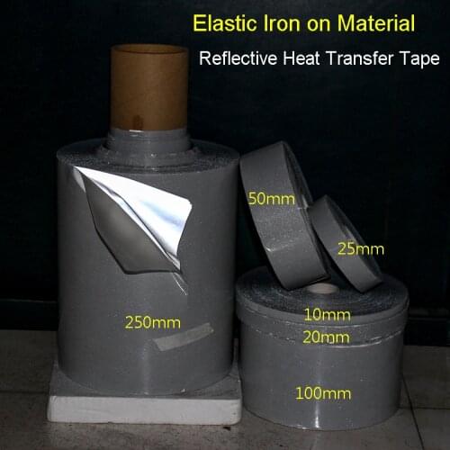 High Visibility Elastic Material Safely Silver Reflective DIY Tape Iron On Fabric Clothes Heat Transfer Vinyl Film 5meter