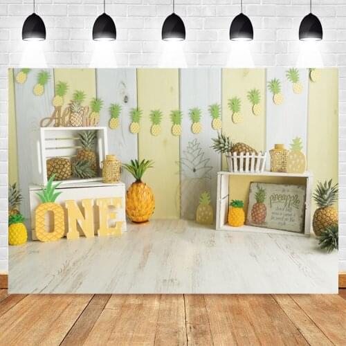 Pineapple Photo Backdrop Wood Plank Birthday Party Banner For Photo Studio Props Photographic Backgrounds Baby Shower Photophone