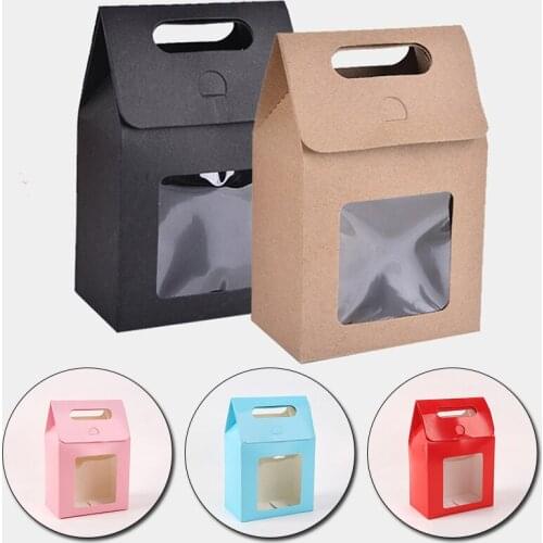 Bakery Bags with Clear Window Sealing Grease Proof Kraft Paper Bag for Food Snacks Cookie Coffee Birthday Party Supplies