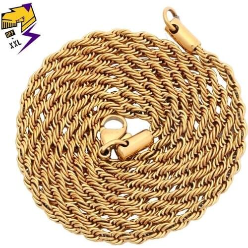 Classic Twisted Chains Necklaces for Male Female Gold Silver Color Stainless Steel Chain Necklace Pendant Accessories Jewelry