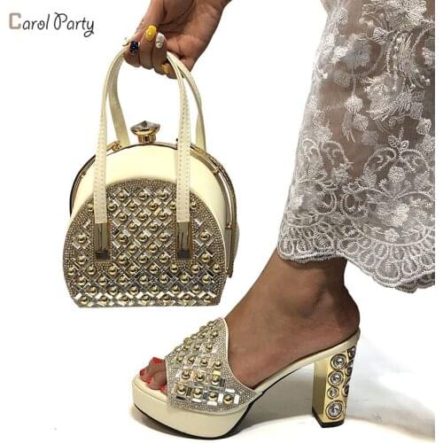 Newest Arrival White Color African Wedding Ladies Shoe and Bag Set Nigerian Wedding Women Shoes and Bag Set for Wedding