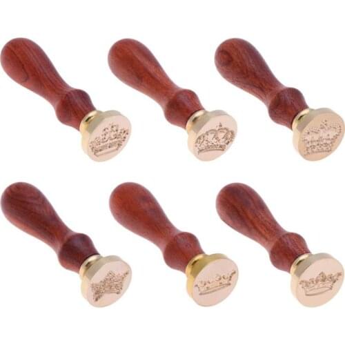 Crown Pattern DIY Retro Sealing Wax Stamp Wood Stamp Customs Insurance Sealing Wax Seal Post with Beech Handle