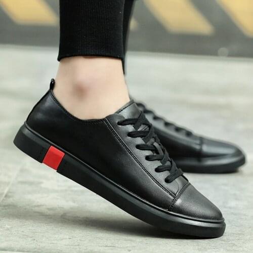 2021 New Autumn Men Slip On Sneakers Casual Soft Leather Men Shoes Fashion Male White Low Top Sneakers Flats Casual Shoes
