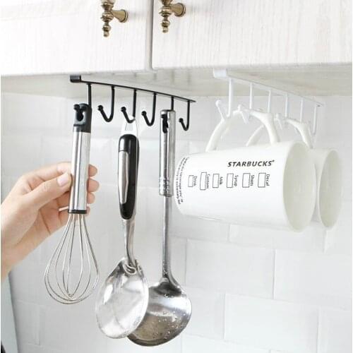 Kitchen Storage Rack Seamless Clothes Hanger Wardrobe Door Hook Closet Shelf Wall Hanger Nail-Free Multifunction Cup Towel Rack