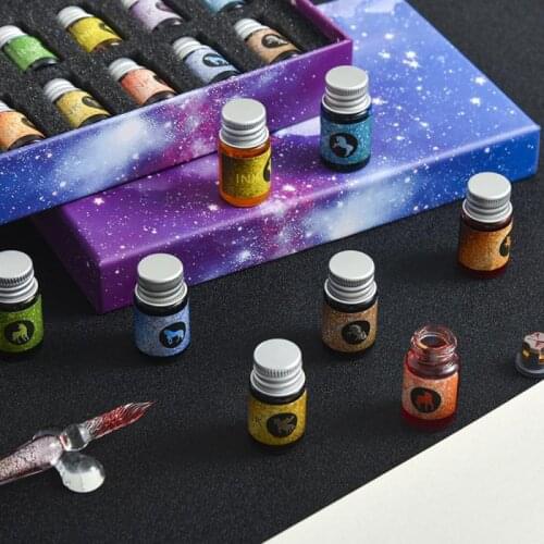 12 Colorful Star Glass Pen And Inks Calligraphy Dip Pen Set Gradient Crystal Art Drawing Writing Toys Signatures Holiday Gifts