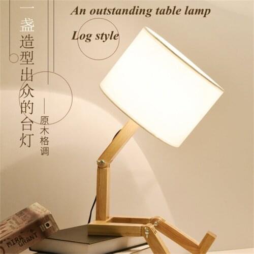 Home Creative LED Table Lamp Decoration Wood Art Personality Bedside Lamp Student Dormitory Reading Lamp Plug-in Gift