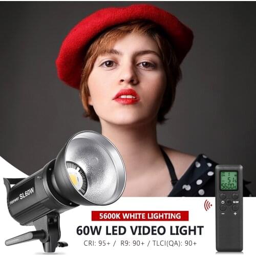 Neewer SL-60W LED Video Light White 5600K Version,60W CRI 95+,TLCI 90+ with Remote Control + Reflector+Lighting Bowens Mount