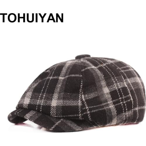 New Autumn Newsboy Caps For Men Woolen Octagonal Hats Fashion Plaid Beret Hat Women Boinas Gatsby Caps Unisex Casquette Flat Cap