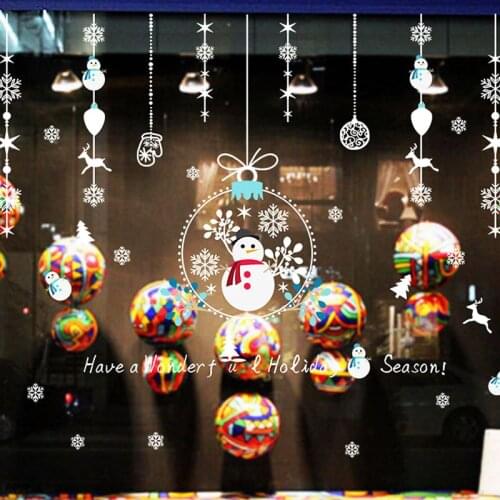 New Year Christmas Snowflake snowman Wall Sticker Home Shop Windows Decals Decor Christmas Decorations For Home