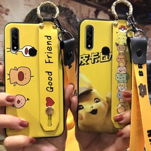 Durable New Phone Case For OPPO A8/A31 2020 For Woman Wrist Strap Silicone Soft Case Cover