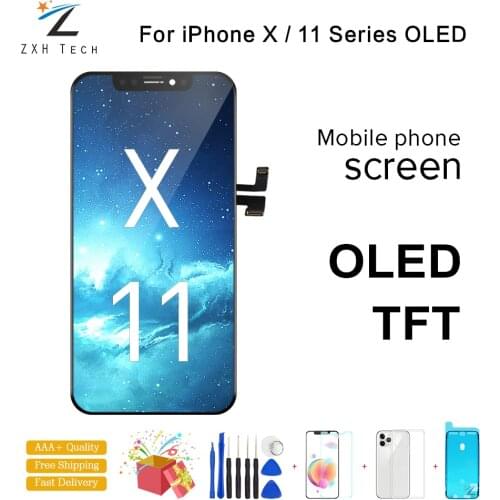 Amoled OLED Screen For iPhone X XS MAX XR 11 LCD Display 11 Pro Max OLED Touch Screen Assembly Replacement Cold Frame with Tools