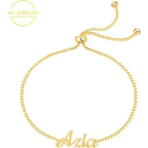 Personalized Custome Name Bracelet For Women Girl Box Chain Links Adjustable Gold Stainless Steel Letter Anklet/Bracelet Jewelry
