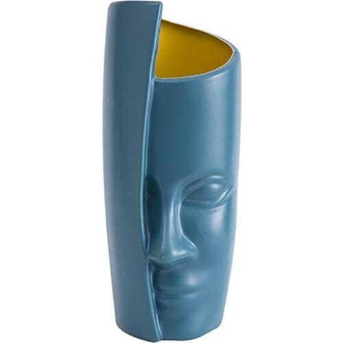 Nordic Abstract Human Face Plastic Vase Living Room Modern Style Imitation Ceramic Flower Pot Flower Arrangement Home Decoration