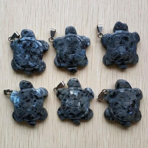 Fashion Good quality natural labradorite stone Tortoise carved pendant for necklace jewelry making wholesale 6pcs/lot free