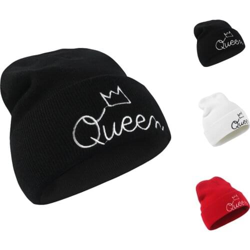 Popular fashion letter embroidered knitted hat winter warm womens hat lovers' hat Valentines Day gift