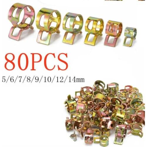 80 Pcs Spring Clip Automotive Vacuum Fuel Hose Pinch Water Pipe Air Tube Clamps Fastener Kit 5/6/7/8/9/10/12/14mm