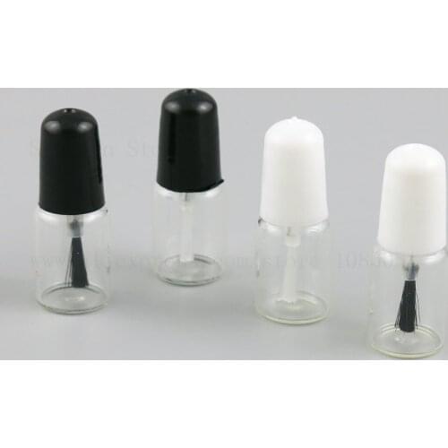 30pcs empty nail polish glass bottles with white black lid 3ml Small Glass Nail Polish Container with Brush Cap