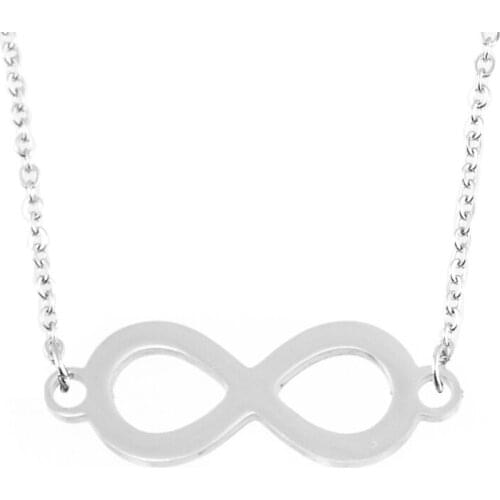 Risul women jewelry Infinity style charm infinite mirror polish pendant female Necklace Rolo chain stainless steel 10pcs