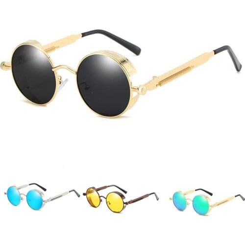New Classic Retro Round Steampunk Polarized Sunglasses For Men Women Outdoor Driving Night Vision Punk Polaroid Sun Glasses 2021
