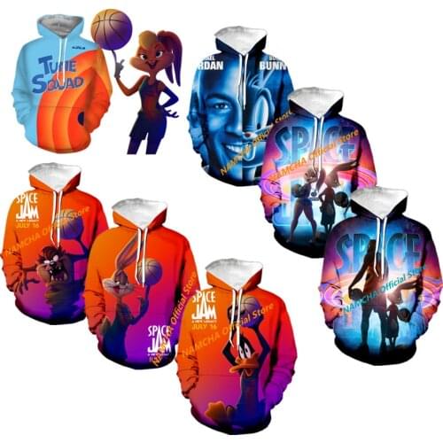 Movie Space Jam 2 3D Hoodie Sweatshirt Jacket Pullover Coat Spring Autumn Winter Halloween Cosplay A New Legacy James Clothes